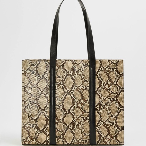 Mango Handbags - VIOLETA MANGO SNAKE-EFFECT SHOULDER BAG - BROWN (NEW WITH TAGS)